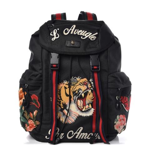 gucci par amour backpack|GUCCI Techno Canvas Web L'Aveugle Par Amour Embroidered .